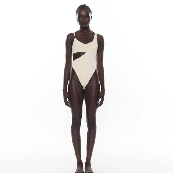 Myra Swim Flint Asymmetrical One Shoulder Ivory One Piece NWT- Sz M - Picture 2 of 7